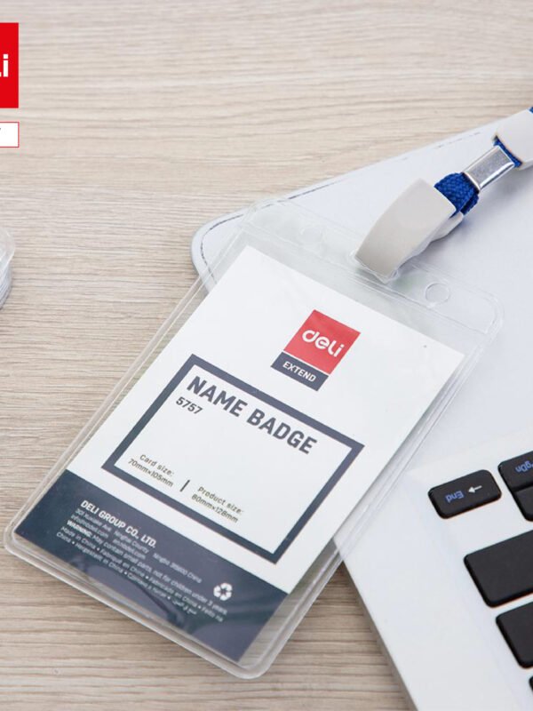 E5757-0 ديلي بطاقة اسمية طولية B2 - مع حبل تعليق أزرق - قياس البطاقة 90*54 مم - E5757